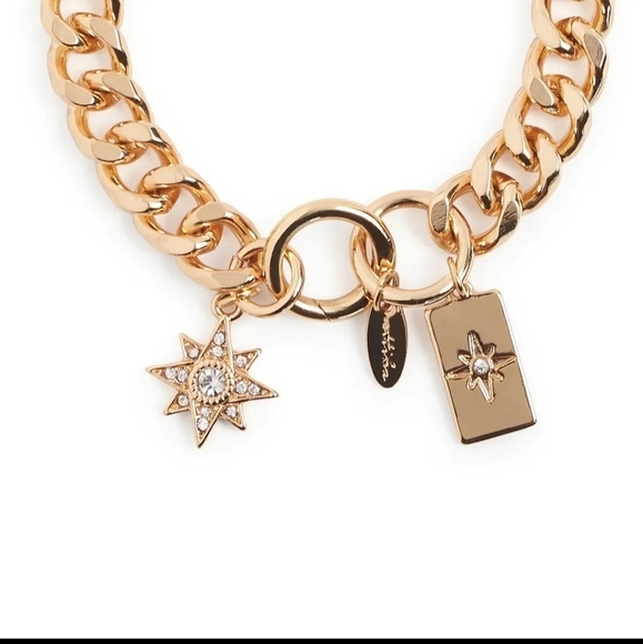 Free People Ettika Starry Charms Chain Link Charm Bracelet 18k Gold plated NWT - Picture 3 of 3